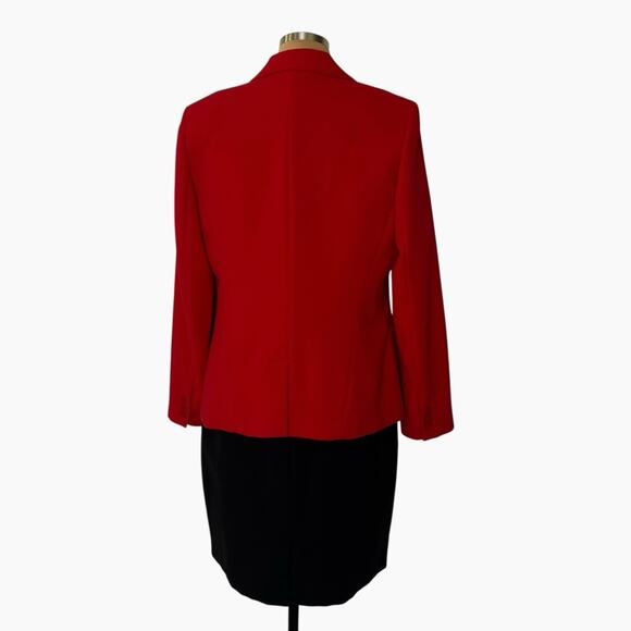 Calvin Klein Suit Set Dress Jacket Womens 14 Red Black Ponte Knit Sophisticated - Picture 4 of 16